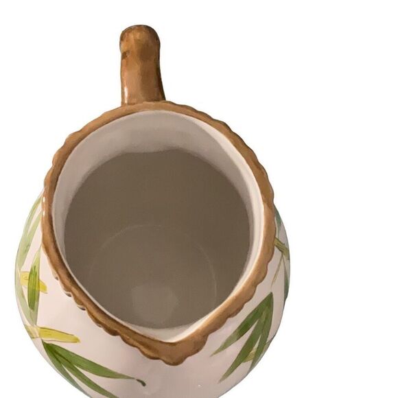 Vintage Ceramic Tropical Bamboo Palm Painted 10 Cup Water Table Pitcher Jug - Picture 5 of 6